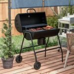 Barrel Charcoal BBQ Grill, Barbecue with 420 sq.in. Cooking Area, Wheels, Ash Catcher, Black - Image 2