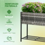 Raised Garden Bed, Elevated Planter Box with Rattan Wicker Look, Tool Storage Shelf, Portable Design for Herbs, Vegetables, Flowers, Gray - Image 5