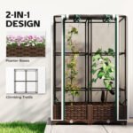 Raised Garden Bed with Trellis, 46.5" Tomato Cage with Crop Cage, Self Watering Planter Box with Drainage Holes, White - Image 4