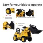 Kids No Power Ride-On Excavator with Manual Control Bucket, Yellow - Image 6
