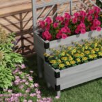 2 Tier Trellis Planter, Wooden Raised Garden Bed, Gray - Image 8
