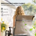 Outdoor Glider with Ottoman, Patio Glider Chair Set with High Back, Wide Seat for Porch, Garden, Backyard, Tan - Image 8