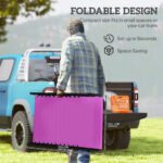 2 Folding Chaise Lounge Pool Chairs with 4-Position Reclining Back, Pillow, Breathable Mesh & Bungee Seat, Purple - Image 6