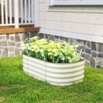3.4' x 2' x 1' Galvanized Raised Garden Bed Kit, Metal Planter Box with Safety Edging, Cream - Image 8