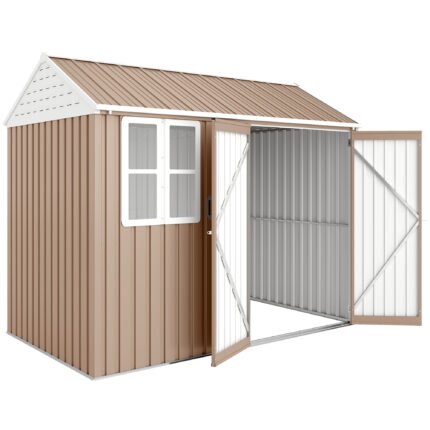 Metal Garden Storage Shed with Air Vents, 8' x 6', Brown