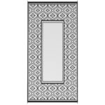Reversible Outdoor Rug, Waterproof Plastic Straw with Carry Bag, 9' x 18', Black & White Gourd Border