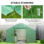 13' x 10' x 6.5' Tunnel Greenhouse Hoop House with Upgraded Galvanized Steel Frame and Large Windows, Green - Image 7