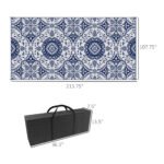 Outdoor Rug for Patio, 9' x 18' Waterproof Large Mat, Reversible Plastic Straw Rug for Decor, Portable Outside RV Camping Area Carpet Mat for Backyard Porch Deck Picnic, Blue & White Floral - Image 3