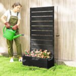 Trellis Planter for Climbing Plants, Raised Garden Bed with Trellis, Planter Box for Outdoor, 28.25" x 15" x 59", Black - Image 3