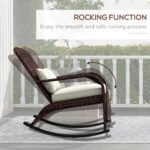 Adirondack Chair, Outdoor Wicker Rocking Chair with High Back, Seat Cushion, and Pillow for Porch, Balcony, Cream White - Image 4