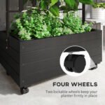 Raised Garden Bed with Trellis and Wheels, Outdoor Planter Wooden Elevated Garden Bed for Garden, Patio, Balcony - Image 5