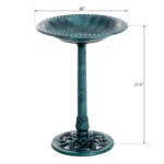 28'' Bird Bath Outdoor Resin Decor with Fleur De Lis Pattern, Time-Worn Finish - Image 3