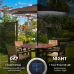 9' x 7' Solar Umbrella, LED Lighted Patio Umbrella for Table or Base with Tilt & Crank, Outdoor Umbrella for Garden, Deck, Backyard, Pool, Beach - Image 4