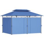10' x 13' Double Roof Patio Gazebo, Outdoor Gazebo with Curtains, for Garden, Lawn, Backyard and Deck