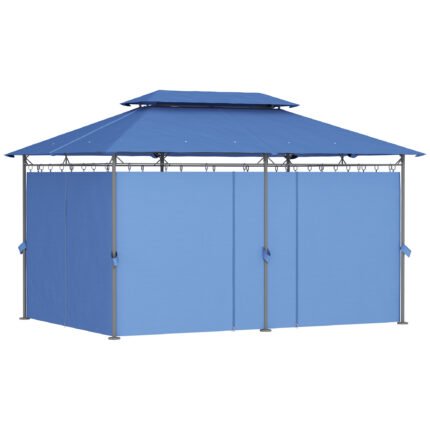 Outdoor Patio Gazebo, 10' x 13' with Vented Canopy, Curtains and Vented Roof