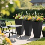 Tall Planters for Outdoor Plants Set of 3, 28 In Taper Planters with Drainage Holes, Indoor Grande Plant Pots, Front Porch Decor, Black - Image 8