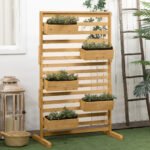 Wooden Plant Trellis Stand with 5 Hanging Planter Boxes, Freestanding Outdoor Plant Stand for Patio, Garden, Balcony, Porch - Image 2