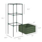 Galvanized Planter Box, 24" x 24" x 55" Raised Garden Bed with Tomato Cage for Climbing Vines, Green - Image 3