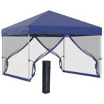 10' x 10' Pop Up Canopy Tent, Tents for Parties with Wheeled Carry Bag, Screen House Room, Height Adjustable Portable Gazebo, for Outdoor, Garden, Patio, Blue