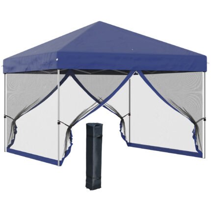 Pop-Up Canopy Tent, 10' x 10', Mesh Netting and Carry Bag