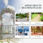 Metal Trellis Arbor Arch for Climbing Plants with Garden Bench, Grow Grapes and Vines, Decorative Seating, Black - Image 6