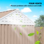 8' x 6' Metal Garden Storage Shed, Extra Large Outdoor Tool Storage House w/ Doors, Window and Air Vents, Brown - Image 6