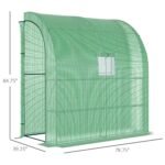 7' x 3' x 7' Lean to Greenhouse, Walk-In Green House, Plant Nursery with 2 Roll-up Doors and Windows, PE Cover and 3 Wire Shelves, Green - Image 3