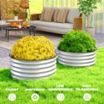 Set of 2 Raised Garden Bed, Metal Planter Box with Safety Edging, Easy-to-assemble Stock Tank 2'x2'x1' Silver - Image 7