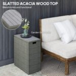 17-Gallon Small Deck Box, Wicker Outdoor Storage Box with Acacia Wood Top for Patio Cushions and Garden Tools, Gray - Image 6