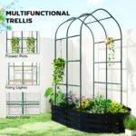 Galvanised Raised Garden Bed with Arched Trellis, 5 x 3 x 6ft Metal Outdoor Planter Box with Open Bottom, Dark Gray - Image 5