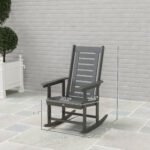 2 Pieces Outdoor Rocking Chairs, HDPE Patio Rockers with 28" High Back, Wide Armrests for Porch Backyard, Dark Gray - Image 3