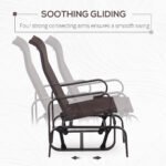 1-Person Outdoor Glider Swing, Single Rocker, Ergonomic Head Support, with Lightweight Metal & Mesh Construction, Supports Up to 352 lbs., for Backyard, Garden, Porch, Brown - Image 4