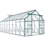 16' x 8' Aluminum Greenhouse Polycarbonate Walk-in Garden Greenhouse Kit with Adjustable Roof Vent, Rain Gutter and Sliding Door for Winter, Clear
