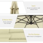 10' Cantilever Tilt Offset Patio Umbrella w/ UV & Water Safe Material & Cross Base (Weight Not Included) - Image 6