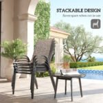 Set of 4 Outdoor Dining Chairs, Stackable Patio Chairs with High Back, Breathable Mesh Seat for Garden Lawn, Mixed Gray - Image 4