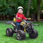 12V Kids Recharging Ride-on Electric ATV Quad w/ Realistic Headlights Wide Wheel, Yellow - Image 2