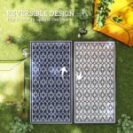 Reversible Outdoor Rug, Waterproof Plastic Straw with Carry Bag, 9' x 18', Blue & White Lantern - Image 7