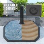 Square Patio Umbrella Base Holder, Heavy Duty Outdoor Umbrella Stand Base, Filled Up to 55lbs with Sand or 44lbs with Water for Garden, Poolside - Image 4