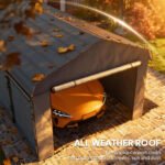 10' x 15' Metal Carport, Heavy Duty Garage Car Canopy with Galvanized Metal Roof and Removable Sidewalls, Dark Gray - Image 5