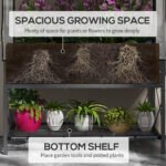 Raised Garden Bed with Legs and Cover, Metal Elevated Planter Box with Bottom Shelf and Liner for Vegetables, Black - Image 5