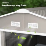 Garden Metal Shed, Storage Shed Utility Storage with Double Locking Doors for Bike, Yard Tools, Light Gray - Image 8