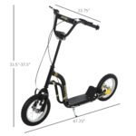 Youth Scooter Front and Rear Caliper Dual Brakes 12-Inch Inflatable Front Wheel Ride On Toy For Age 5+ - Black - Image 3