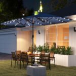 Garden Parasol, Double-Sided Sun Umbrella with LED Solar Lights, Patio Parasol for Outdoor - Image 2
