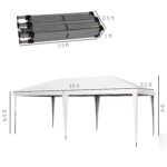10' x 19.2' Outdoor Gazebo Pop Up Canopy Party Tent with Carrying Bag, White - Image 3