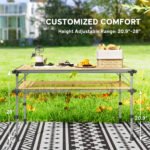 Folding Camping Table, Adjustable Height Aluminum Table, Portable Camping Table for Picnic, Beach, BBQ - Image 4