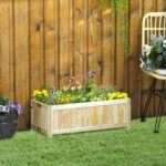 Foldable Raised Garden Bed, Wooden Planter Box, Herb Garden Planter with Drainage Holes, for Backyard, Patio to Grow Vegetables, Herbs, and Flowers, 27.6" x 11.6" x 9.8" - Image 2