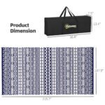 Reversible Outdoor Rug, Waterproof Plastic Straw with Carry Bag, 9' x 18', Blue & White Geometric Wall - Image 3