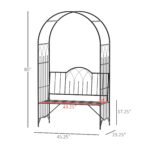 Metal Trellis Arbor Arch for Climbing Plants with Garden Bench, Grow Grapes & Vines, Patio Decor & 2-Person Outdoor Interlacing Decorative Seating with Tips, 484 lbs. Weight Capacity, Black - Image 3