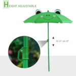 Kids Table and Chair Set, Outdoor Folding Garden Furniture, Picnic Table for Patio Backyard, with Removable & Height Adjustable Sun Umbrella, Green Frog - Image 6