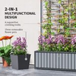 Wooden Raised Garden Bed with Trellis, Removable Pots, for Backyard, Patio, Balcony, 29" x 11" x 52", Gray - Image 4